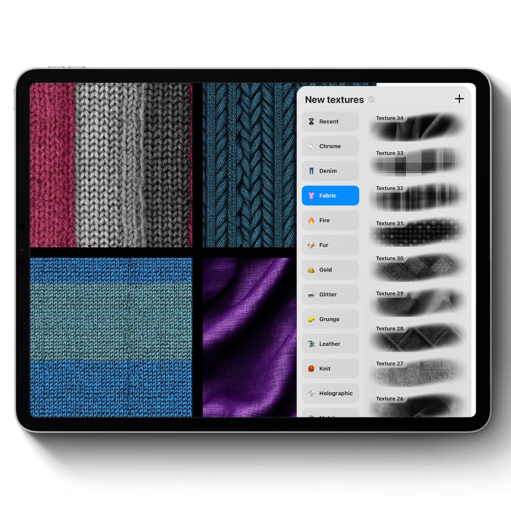 Fabric Texture Brushes for Procreate, 300+ Brushes, Denim, Leather, Textile, Silk, Fabric Brush Bundle