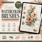 Realistic Watercolor Brushes for Procreate, Texttures, Stamps, & Brushes Bundle
