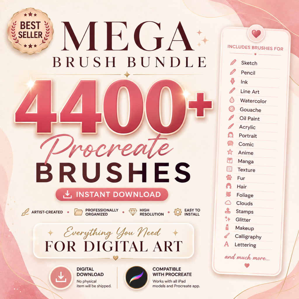 Mega Brush Bundle for Procreate, 4400 Brushes, Instant Download