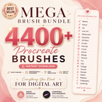 Mega Brush Bundle for Procreate, 4400 Brushes, Instant Download