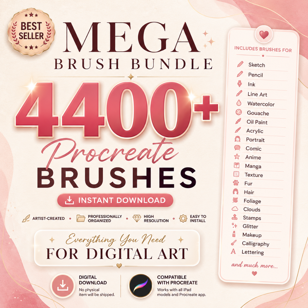 Mega Brush Bundle for Procreate, 4400 Brushes, Instant Download