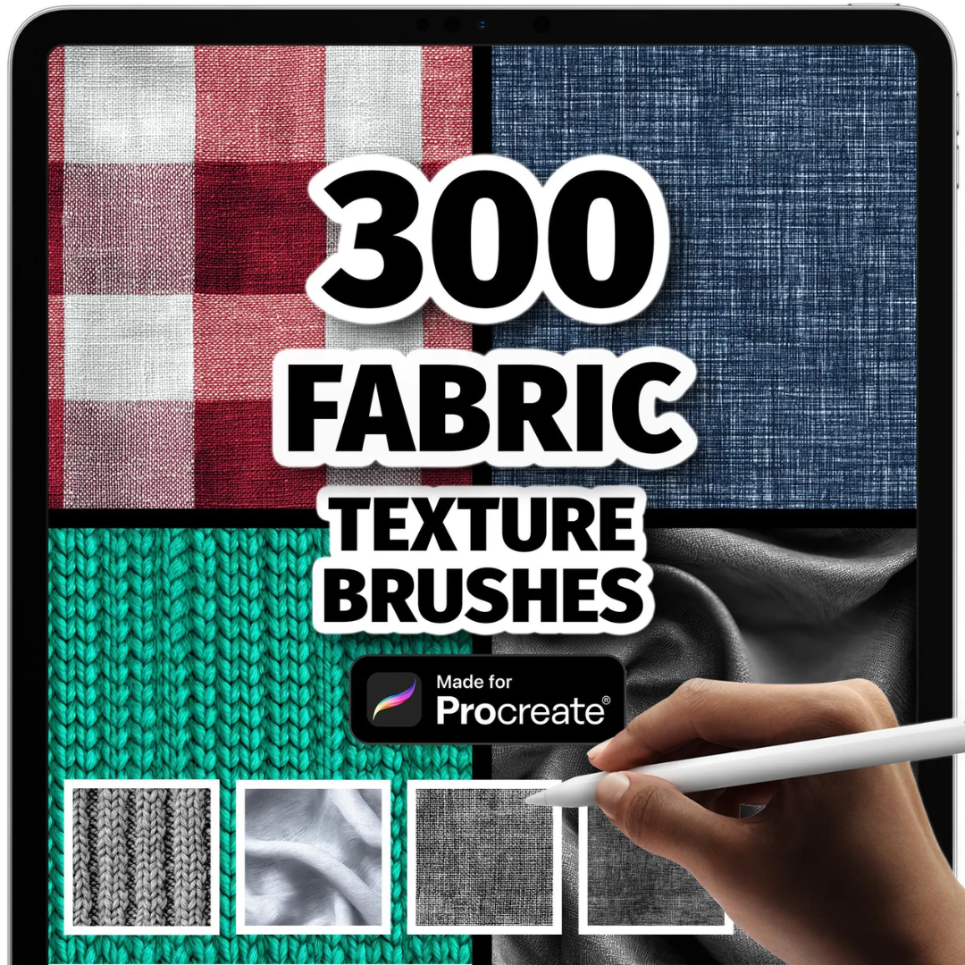 Fabric Texture Brushes for Procreate, 300+ Brushes, Denim, Leather, Textile, Silk, Fabric Brush Bundle