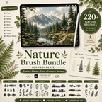 Nature Brushes for Procreate, Forest, Plants, Trees, Leaves, Stamps, Brush Bundle
