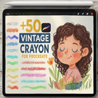 Vintage Crayon Brush Bundle for Procreate