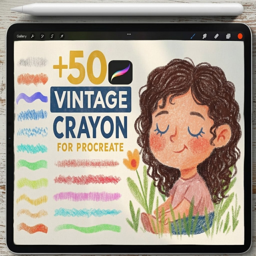 Vintage Crayon Brush Bundle for Procreate