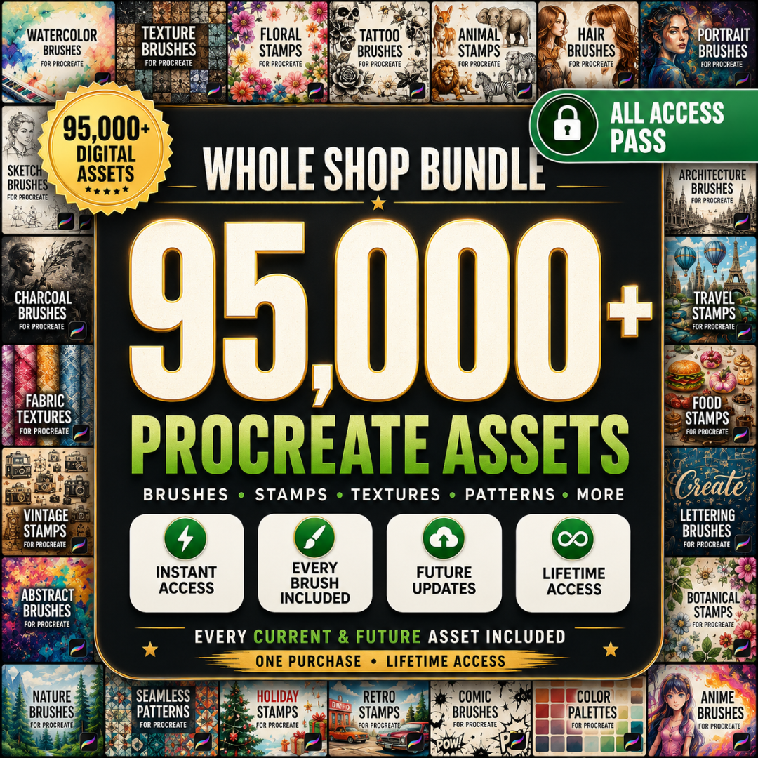 Whole Shop Bundle, All Access Pass, Every Procreate Brush & All Future Brushes Included, Instant Access