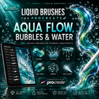 Liquid Brushes for Procreate, Aqua Flow, Bubbles & Water