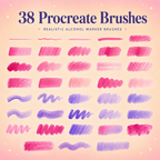 Alcohol Markers for Procreate, 38 Brushes, Realistic Texttues, Wet Alcohol Markers