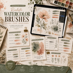 Realistic Watercolor Brushes for Procreate, Texttures, Stamps, & Brushes Bundle