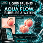 Liquid Brushes for Procreate, Aqua Flow, Bubbles & Water