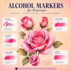 Alcohol Markers for Procreate, 38 Brushes, Realistic Texttues, Wet Alcohol Markers