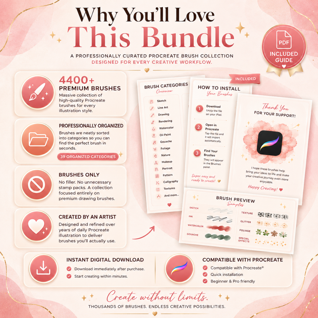 Mega Brush Bundle for Procreate, 4400 Brushes, Instant Download
