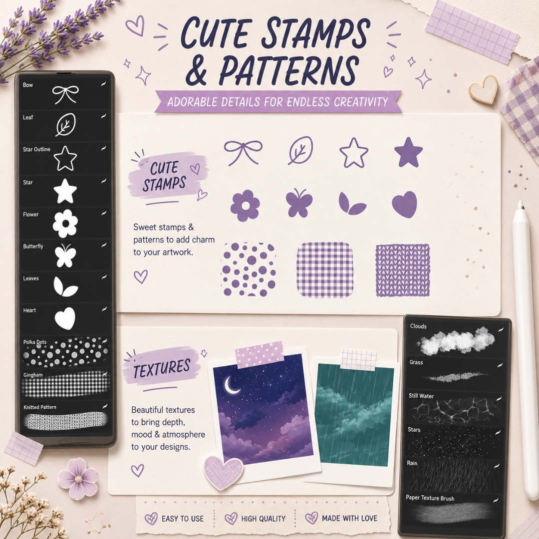 Digital Coloring Bundle for Procreate,   Alcohol Markers, Pencils, Cute Patterns, Textures, & Coloring Pages