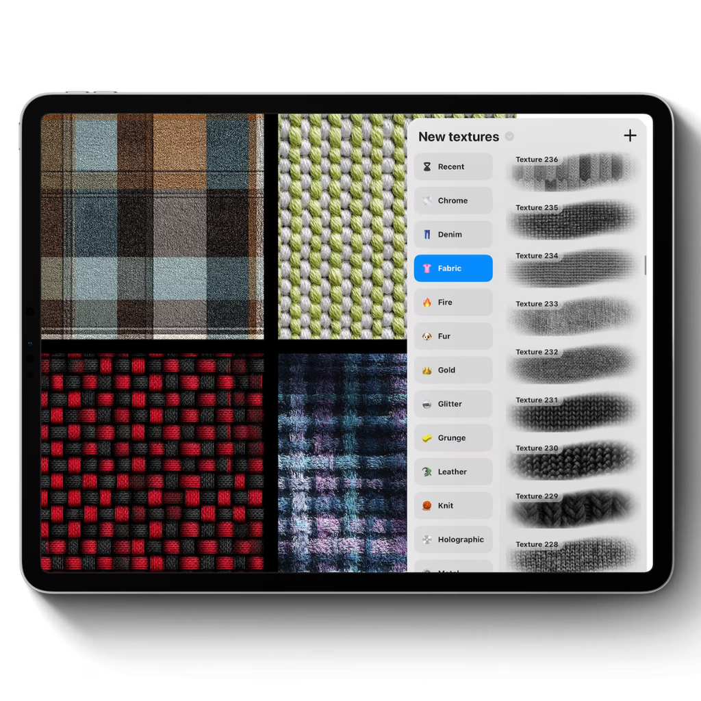 Fabric Texture Brushes for Procreate, 300+ Brushes, Denim, Leather, Textile, Silk, Fabric Brush Bundle