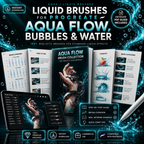 Liquid Brushes for Procreate, Aqua Flow, Bubbles & Water