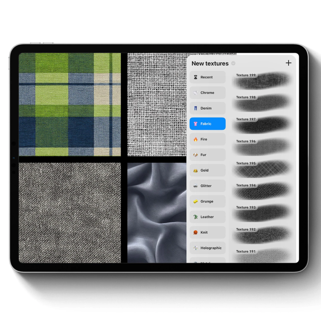 Fabric Texture Brushes for Procreate, 300+ Brushes, Denim, Leather, Textile, Silk, Fabric Brush Bundle