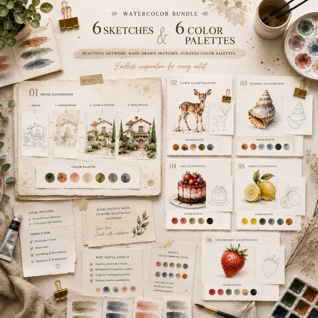 Realistic Watercolor Brushes for Procreate, Texttures, Stamps, & Brushes Bundle