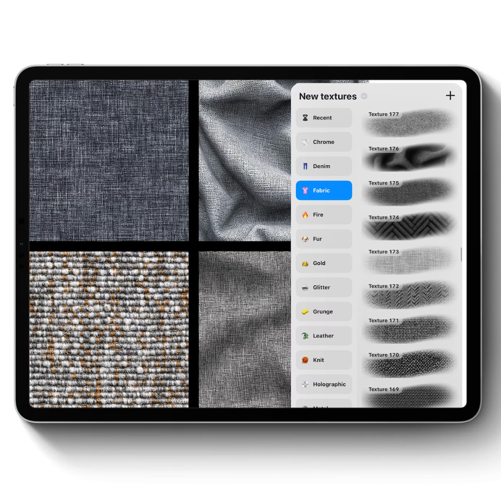 Fabric Texture Brushes for Procreate, 300+ Brushes, Denim, Leather, Textile, Silk, Fabric Brush Bundle