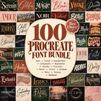 100 Procreate Fonts Bundle, Wedding Script Retro And Blackletter Fonts