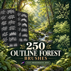 250 Procreate Forest Brushes, Trees Leaves Branches And Nature Stamps