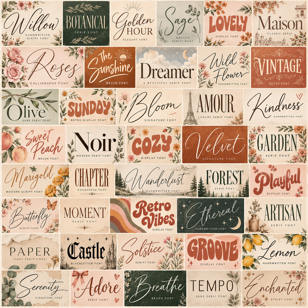 100 Procreate Fonts Bundle, Wedding Script Retro And Blackletter Fonts