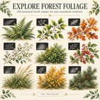 250 Procreate Forest Brushes, Trees Leaves Branches And Nature Stamps
