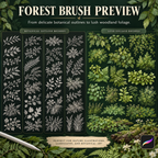 250 Procreate Forest Brushes, Trees Leaves Branches And Nature Stamps